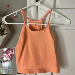 Free People Orange Ribbed Women's Tank Top